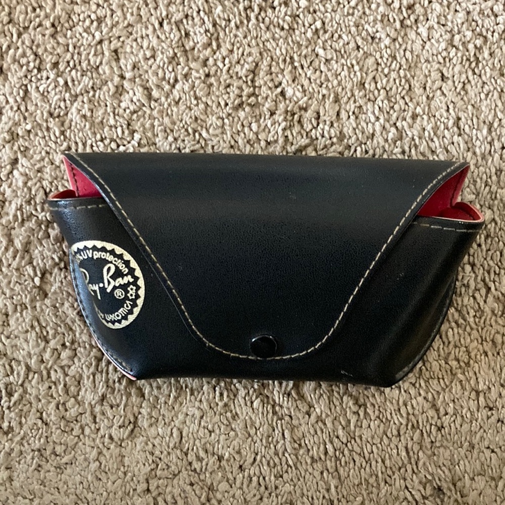 Ray Bans Leather Sunglasses Case with Red Interior